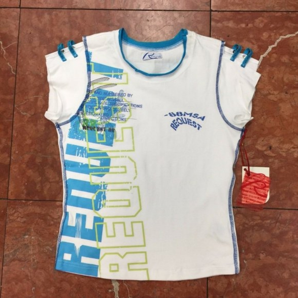 Women's Request White | Turquoise Tee Shirt NWT
